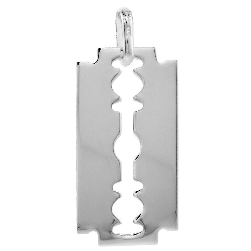 Sterling Silver Razor Blade Necklace with 24 inch Surgical Steel