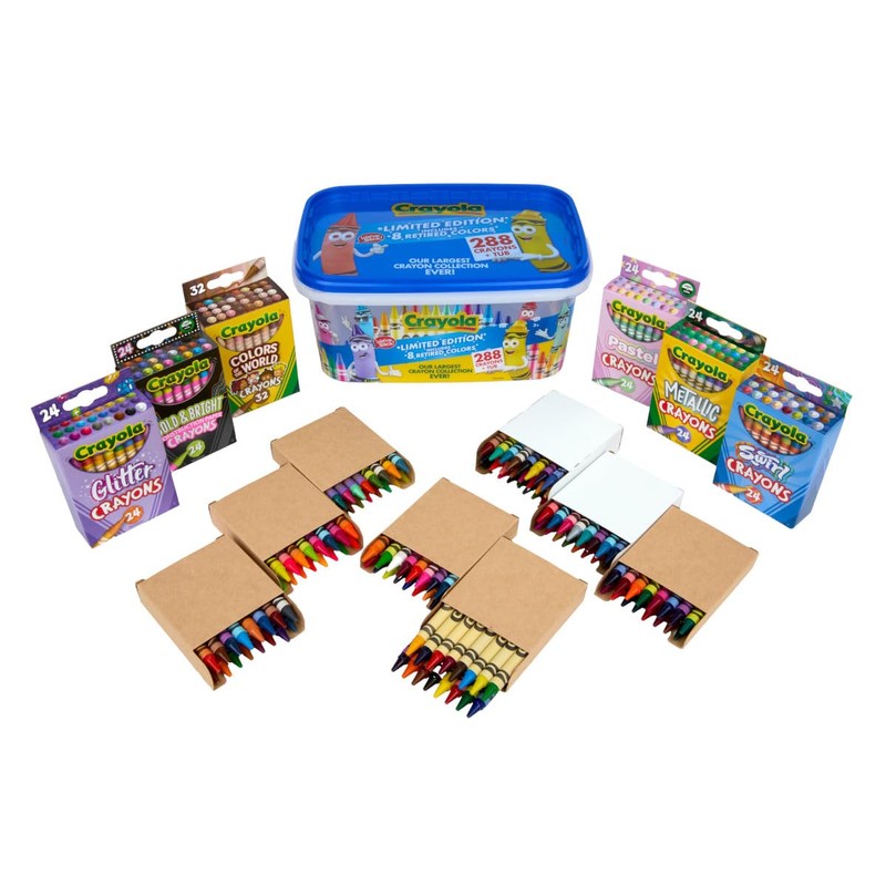 Crayola Crayon Tub – Limited Edition Colors (288ct), Bulk Coloring