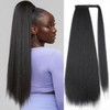 Yaki Straight Ponytail Extension, Wrap Around Ponytail Extension for Black