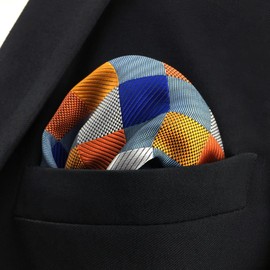 SHLAX&WING Checks Multi-color Pocket Square Mens Ties Silk Hankies