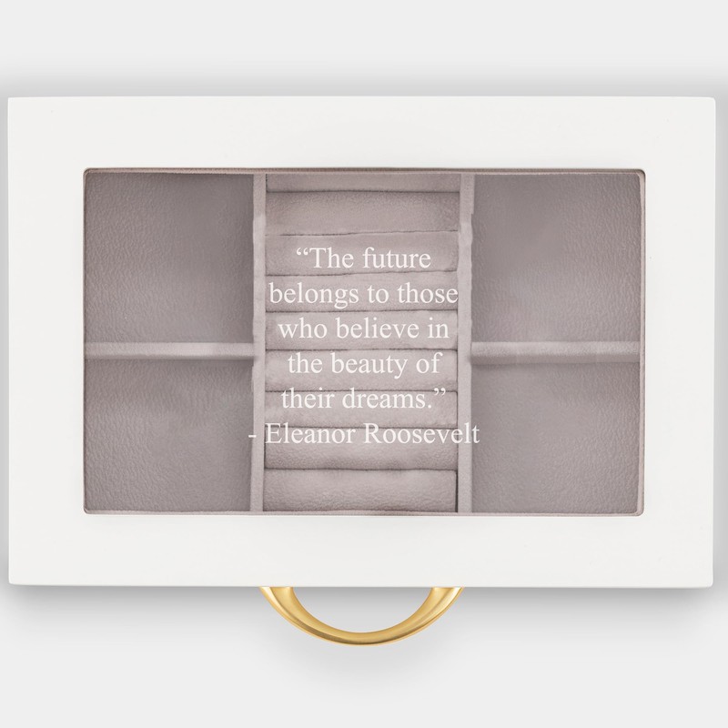 THINGS REMEMBERED Engraved White Wood Glass Top Jewelry Box (Free