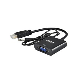 Adaptador HDMI a VGA con Salida de Audio 3.5 mm Cable Incluido 1080 P (Negro)