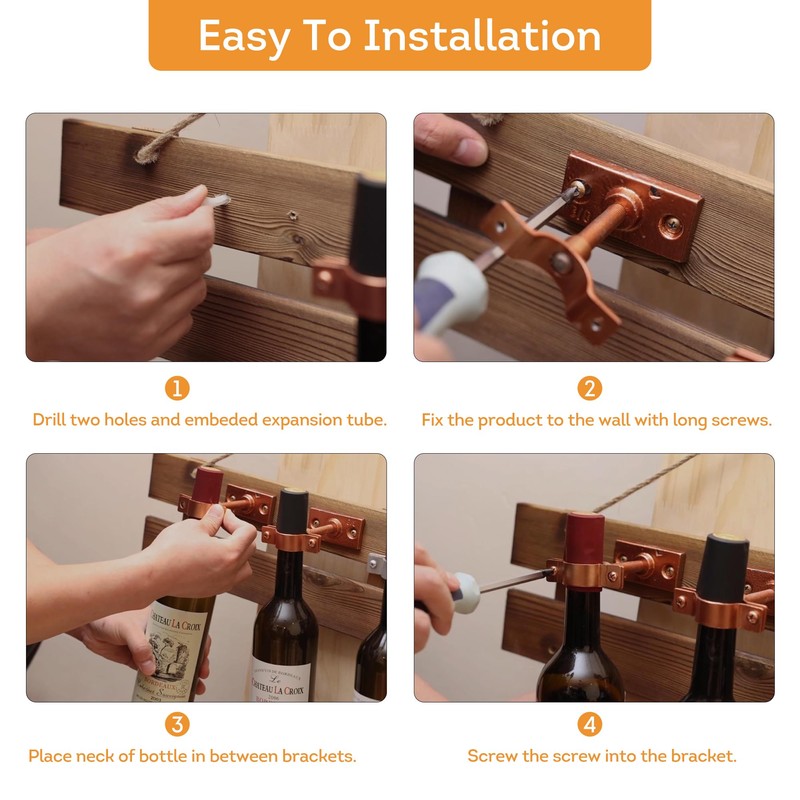 Lily's Home Bar Wall Mount Single Wine Bottle Display Holder,