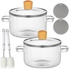 Tioncy 2 Pcs Clear Glass Pots for Cooking on Stove