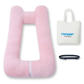 FHSGGP Travel Pillow Upgraded Version of Aircraft Travel Neck Pillow with Storage Bag, Sleep Pillows for Travel by Train, Car, or Plane, Supporting The Head and Body, Travel Pillow for Kids Pink