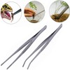 BinaryABC Stainless Steel Straight and Curved Nippers Tweezers Feeding Tongs