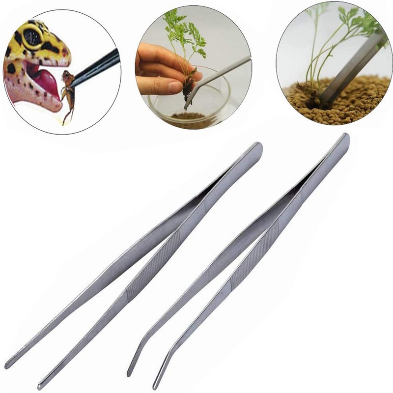 BinaryABC Stainless Steel Straight and Curved Nippers Tweezers Feeding Tongs