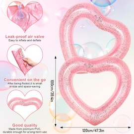 X2 Schwimmring Herz 120 cm In Herzform Oder Schwimmring Erwachsene. Aufblasbares Und Robustes Design, Bietet Spaß Für Erwachsene Am Strand Oder Im Pool.
