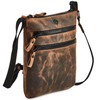 Cochoa Small Women Real Leather Crossbody Triple Zip Vintage Sling