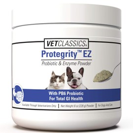 Vet Classics Protegrity EZ Probiotic Health Supplements for Dogs, Cats – Dog Digestive Support, Pet Gastrointestinal Health, Cat Stomach, Intestinal Balance – Pet Enzymes – 8 Oz. Powder