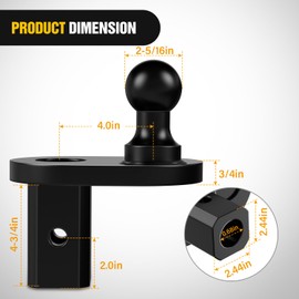 Nilight Gooseneck Ball Extender 4" Offset Ball Compatible with B&W Trailer Hitches Turnoverball Heavy Duty 2-5/16 Inch Ball 20000 lbs GTW 5000 lbs VTW (GNXA4085)