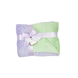 MEG Original Lavender & Green Minky Dot Baby Girl/Toddler Crib Blanket 6659
