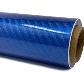 RockRose 7D Super Glossy 7D Blue Carbon Fiber Vinyl Wrap, Anti-Wrinkle, Air Release Automotive Bubble Wrap, Self Adhesive Car Vinyl Sticker DIY Decals 1FT x 10FT