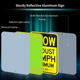 Large Slow No Dust 10 MPH Maximum Sign, Speed Limit Sign 18"x 12" .040 Rust Free Aluminum – Reflective, UV Protected and Weatherproof