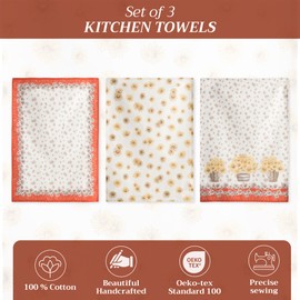 Maison d' Hermine Bagatelle 100% Cotton Set of 3 Multi-Purpose Kitchen Towel Soft Absorbent Dish Towels Tea Towels Bar Towels Spring/Summer (50cm x 70cm)