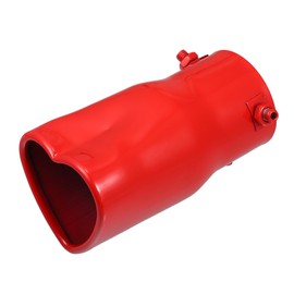 X AUTOHAUX Car Exhaust Tip Heart Shaped Tail Pipe 2.48Inch OD 2.64x2.36Inch Outlet 5.43Inch Length Straight Bolt-On Muffler Tip Metal Red