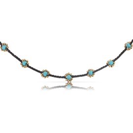 Made by Nami Surfer Halskette mit Perlen Damen & Mädchen - Handmade Festival & Strand Accessoires - Goa Hippie Hals-Kette Handgemacht - Damen-Halsband Bunt Orientalisch (Turquoise Beads)