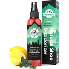 Lumi Outdoors Natural Shoe Deodorizer Spray (700+ Sprays) - Extra Strength Shoe Odor Eliminator for Smelly Shoes & Foot Odor - Replaces Shoe Balls & Inserts - Eucalyptus Lemongrass