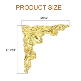 uxcell 16pcs Vintage Flat Corner Bracket 2"x2" Decorative Metal Desk Corner Protectors with Screw for Box Cupboard Decorative Furniture Gold
