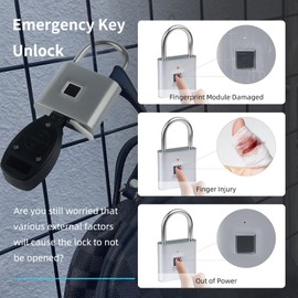 Fingerprint Padlock, Biometric Padlock,IP66 Waterproof Smart Padlock,Fingerprint Lock for Luggage, Backpack,School Gym Locker Lock,School Lockers,Furniture, Mailbox(Silver)