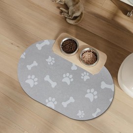 YCT Dog Food Mat - Cat Dish Mat Dog Bowl Mat - No Stains Easy Clean Dog Mat for Food and Water - Absorbent Quick Dry Pet Mat, 11.8"x18.1" Gray