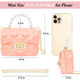 AUGUST 18 Mini Little Girls Purses, Toddler Purse For Girls, Fashion Crossbody Purse Handbag For Kids With Gold Chain Pearl Handle (Pink)