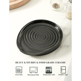 Seyatoo Ceramic Spoon Rest for Stove Top, Spoon Holder for Kitchen Counter, Farmhouse Cooking Utensil Holder for Spoons, Ladles, Spatula, Matte Black