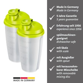 Westmark Mixery Dressing Shaker - Large Shaker with Removable Mixing Disc and Measuring Scale for Making Dressings and Shakes - Apple Green, 0.5L