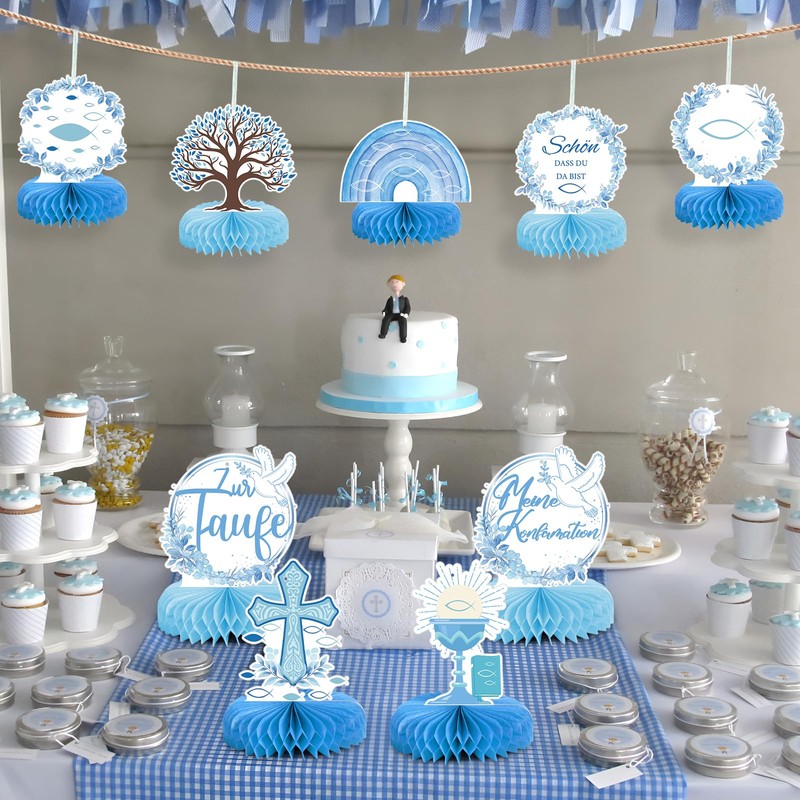 Honeycomb Centrepiece Table Decoration Confirmation Christening Decoration Boy Girl Blue