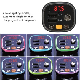 KIMISS Bluetooth FM Transmitter, 12-24V Music Player, Dual USB FM Radio Adapter, Quick Charger, Hands-Free Calling, LED Colour Backlight for Car