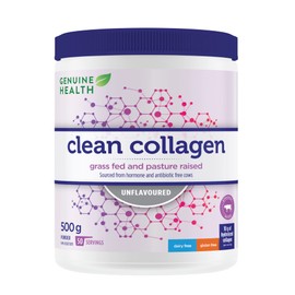Genuine Health Bovine Clean Collagen Powder, 50 servings, 500g tub, 10g collagen per serving, Natural joint, skin, hair, nail support, Unflavoured, Dairy & gluten Free, Grass-fed, Non-GMO, Keto & paleo-friendly