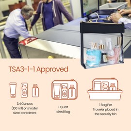 TSA Approved Clear Toiletry Bags, TRIPON 2PC Travel Clear Toiletries Bags Transparent Makeup Cosmetic Pouch TPU Plastic Waterproof Carry-on Quarts Liquid Bag (Black)