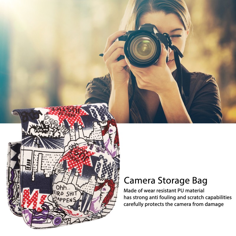 Instant Camera Case Comic Style PU Leather Protective Storage Bag