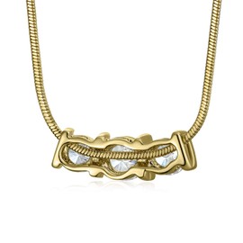 2CT Three Stone Past Present Future Bridal Solitaire Cubic Zirconia AAA CZ Necklace for Women Prom Gold Plated Brass