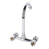 Wall Mount Kitchen Stainless Steel Smooth Surface 2 Handles Faucet