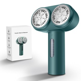 HANDZEE Power Fabric Shaver, Professional Pilling Remover, Dual-Head Electric Lint Remover 2nd Gear Adjustable Speed, 6 Blades Large Fuzz Pill Remover for Clothes Sweater Couch Furniture Green