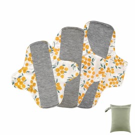 WEEOATAR Cloth Liner, Cloth Napkins, Set of 3, Napkins with Snaps Included, Liner, Everyday Use, 100% Cotton, Washable, Reusable Cloth, Napkins, Sanitary Napkins, Sanitary Supplies, Storage Bag