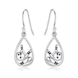 925 Sterling Silver Bowling Earrings Dangle Hypoallergenic Sports Jewelry Gifts for Women