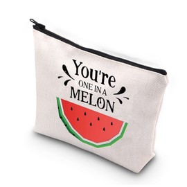 PLITI Watermelon Party Supplies You are One in a Melon Cute Pun Watermelon Party Bag Watermelon Cosmetic Bag(One in Melon BU)
