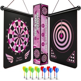 ALREMXUO Magnetic Dart Board for Kids, Dartboard Games, Toys for Teens Boys Girls Age 6 7 8 9 10 11 12 13 14 15 16 Years, Gifts Ideas for Christmas, Birthday, Easter, Room Decor, Pink