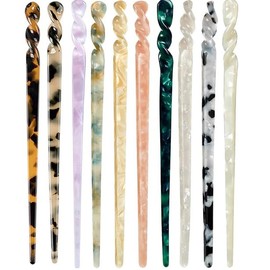 10pcs Chinese Style Hair Sticks Vintage Acetate Resin Chopstick Women Hairpins Clip Pin Headwear Wedding Jewelry Accessories Leopard Print Pins, Tortoise Shell Hairpin Chopsticks Retro Disk
