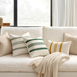 MIULEE Pack of 2 Boho Pillow Covers Dark Green 12x20 Inch Decorative Rectangular Spring Farmhouse Throw Cushion Sofa Bed Living Room Home Decor