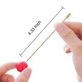 8PCS Cocktail Picks Stick, Stainless Steel Cocktail Martini Picks, Reusable Metal Cocktail Skewers Olives Appetizers Bloody Mary Brandied(Golden Cylinder), 4.33 inch