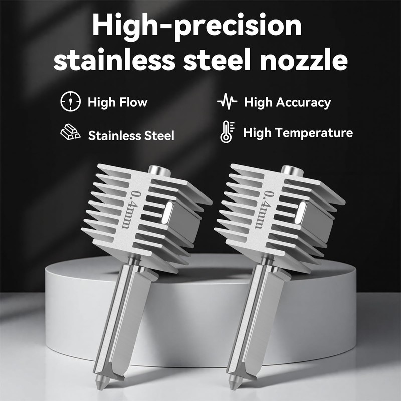 2.0 Upgrade A1/A1 Mini/A2L Hotend 0.4mm Stainless Steel Nozzle Fast