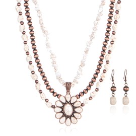 Montana West Montana West Rustic Couture's Turquoise Jewelry Set for Women Cowgirl Layered Boho Collar Necklace Set RNS-1011WT