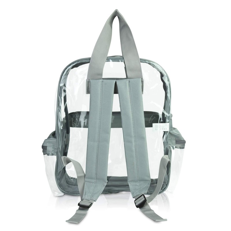 DALIX Clear Backpack Bags Smooth Plastic Light Gray Transparent See