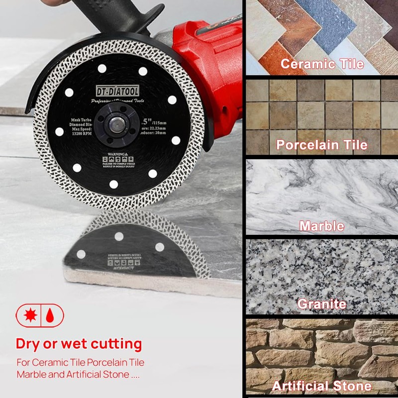 DT-DIATOOL Diamond Granite Blade 4-1/2 Inch for Marble Porcelain Tile