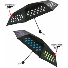 M-V-O Colour Changing Mini Umbrellas, Compact Folding Windproof Travel Umbrellas with UV Protection, 8 Rib Waterproof Lightweight Umbrella for Men Women Kids, Triple Folding Mini Umbrella for Rain