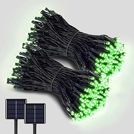 2 Pack Solar String Lights Outdoor, 200 LED Extra-Long 72FT Solar Powered Lights with 8 Lighting Modes, Waterproof Outdoor Lighting Decoration for Garden, Patio, Balcony, Xmas, Wedding, Party (Green)