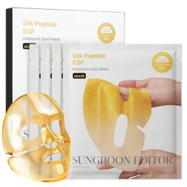 SUNGBOON EDITOR Silk Peptide EGF Intensive Gold Overnight Mask, Hydrating Mask for Glass Skin,31 Multi Peptide(Copper Peptides)+24K Gold&Collagen, Korean Skincare, 4ea | Gifts for Women